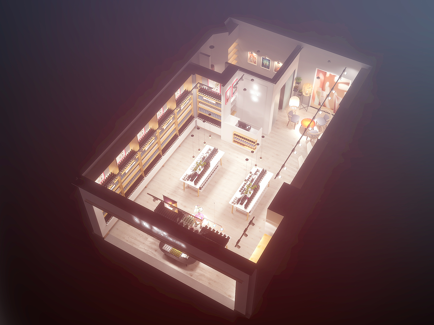 Commercial space design，Beauty shop，space design ，Store design ，Cosmetics industry，Si design，Chain store design，