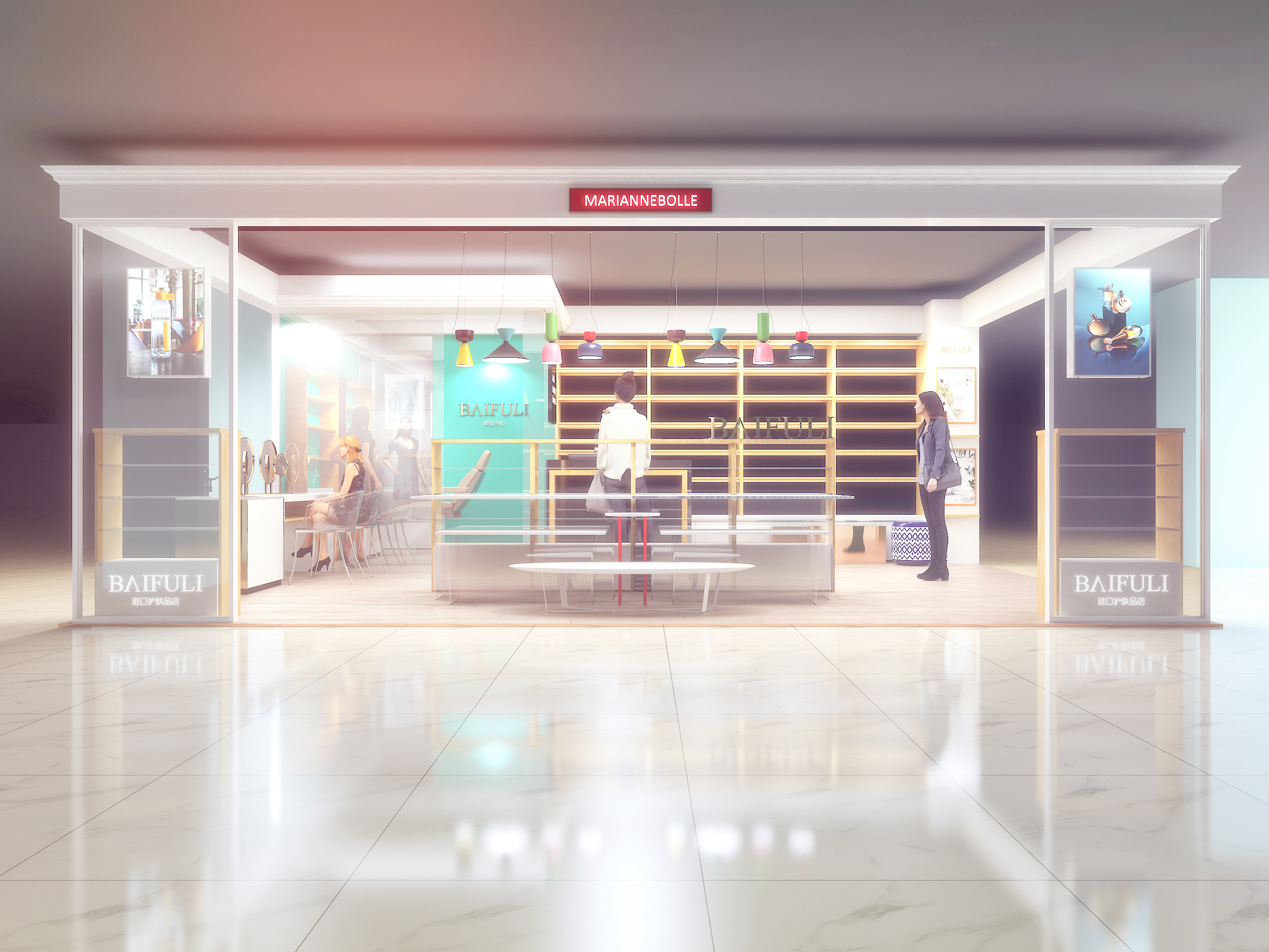 Interior design，Commercial space design，Beauty industry，design sketch，Store design ，Chain store design，