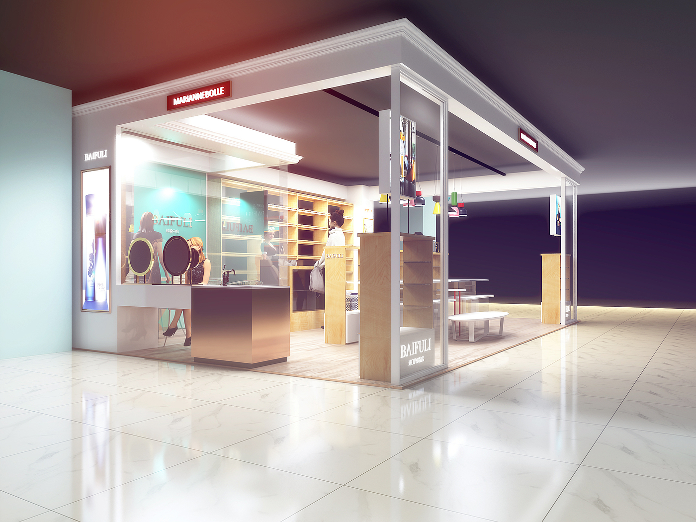 Interior design，Commercial space design，Beauty industry，design sketch，Store design ，Chain store design，