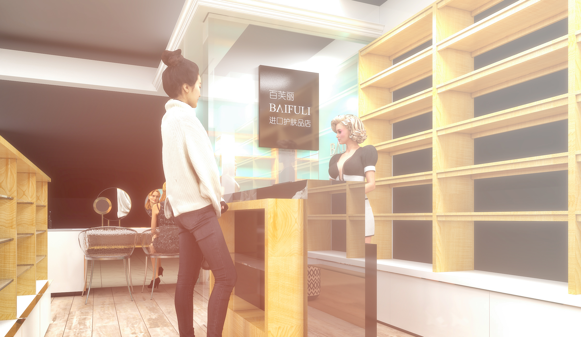 Interior design，Commercial space design，Beauty industry，design sketch，Store design ，Chain store design，