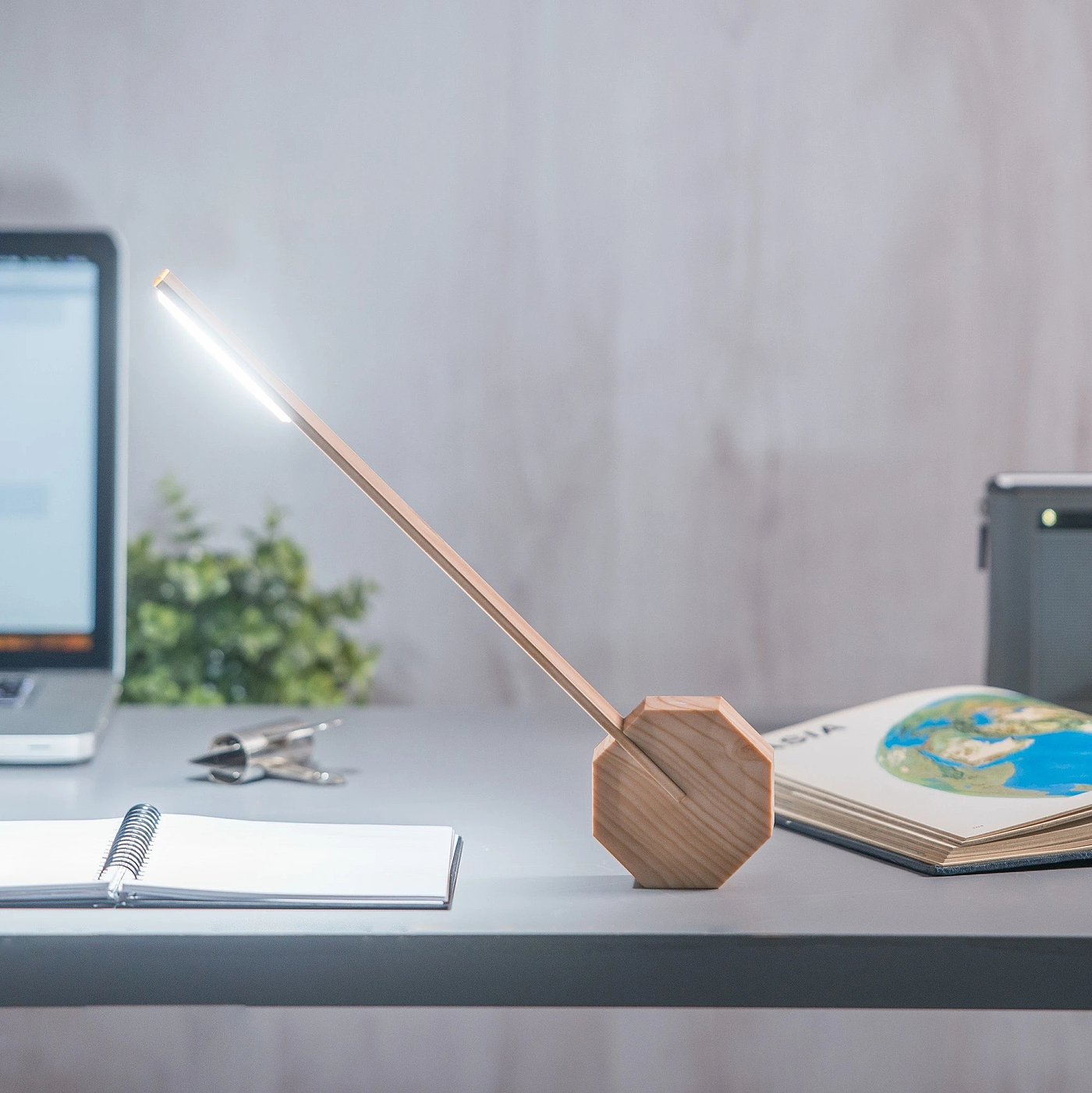 product design，industrial design，woodiness，Octagonal，Desk lamp，lamp，