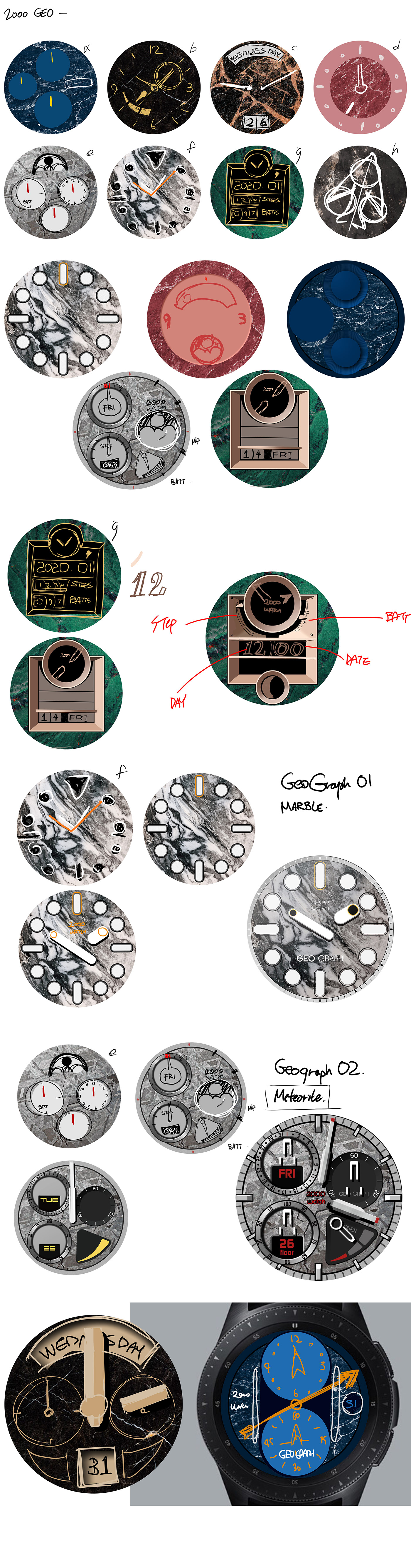 Wrist watch，Marble，Samsung，clock dial，