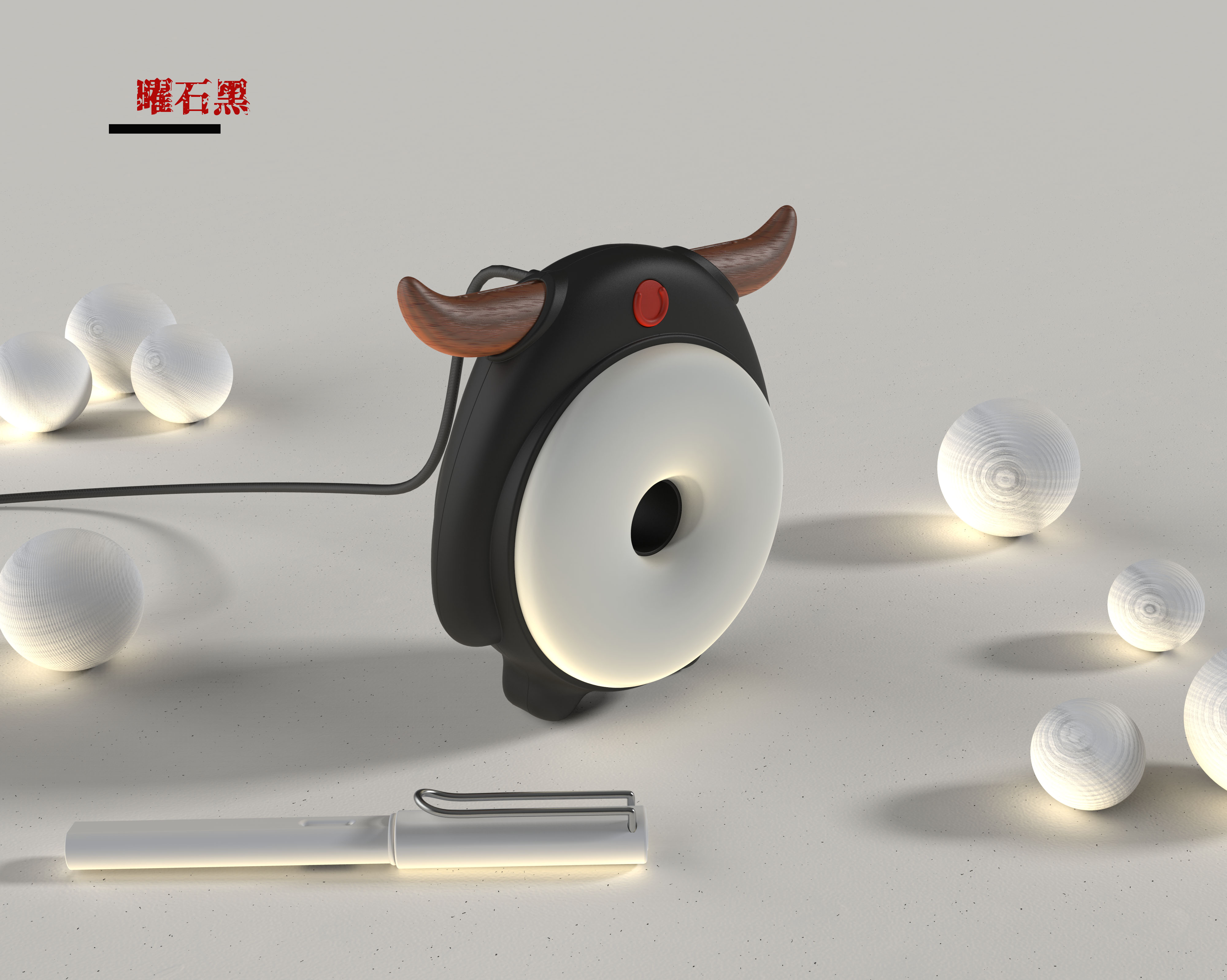 cattle，Aromatherapy，Night light，Beech，solid wood，Bedside，