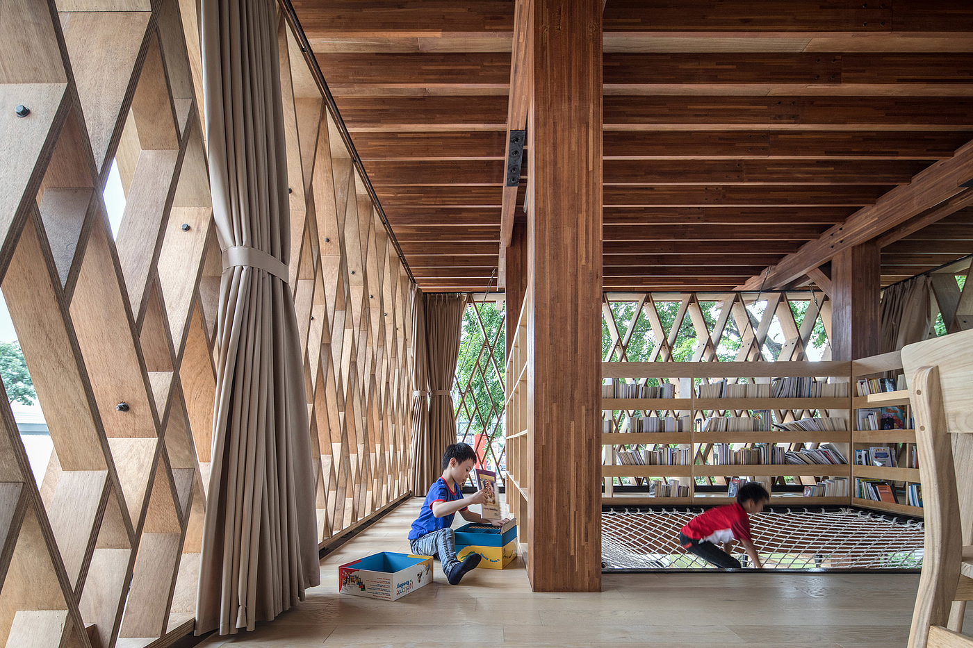 Building interior，library，swing，Public reading room，Community Center，Design，