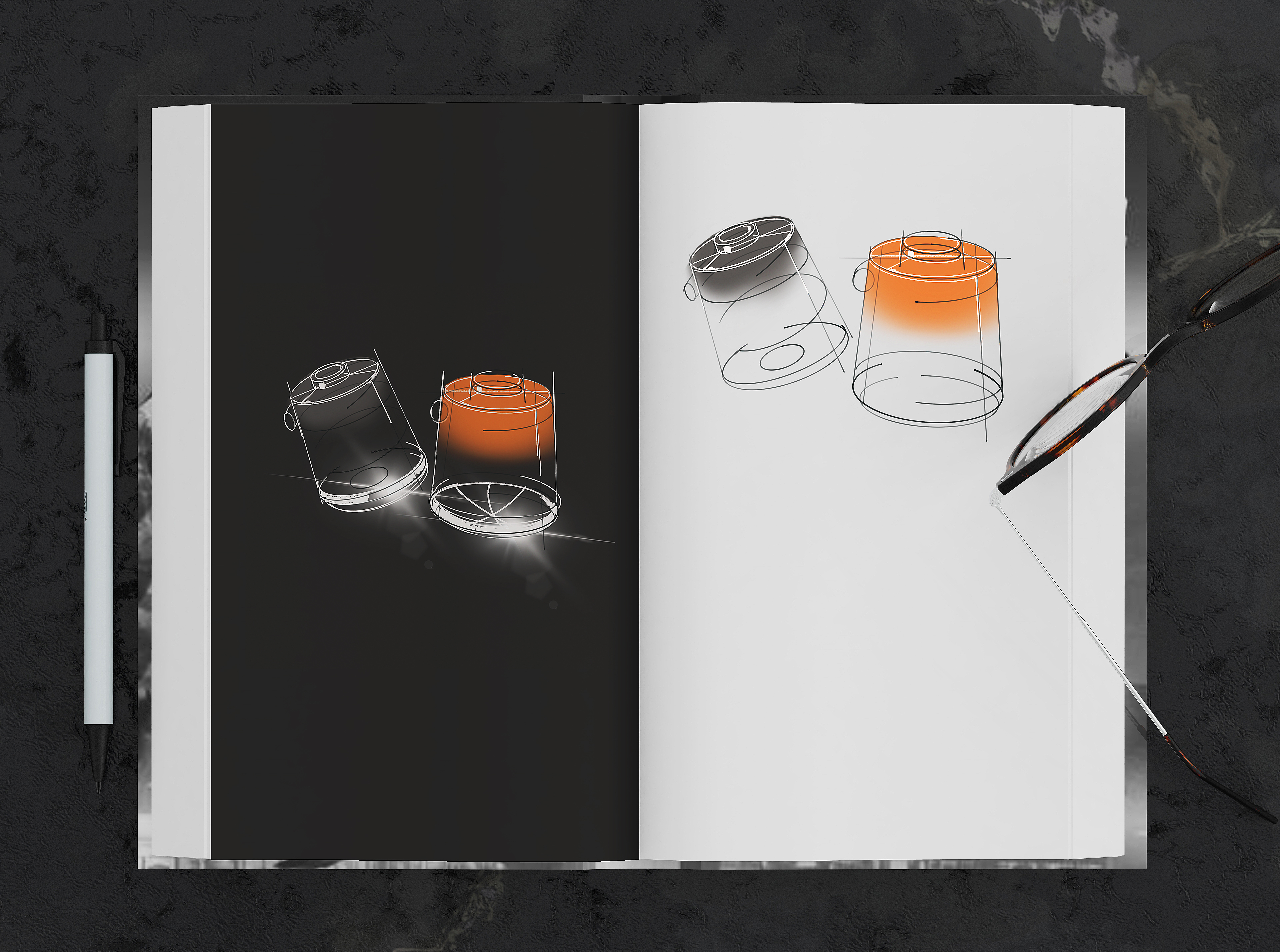 Hand drawn，Render，small home appliances，Outdoor equipment，Air pump，