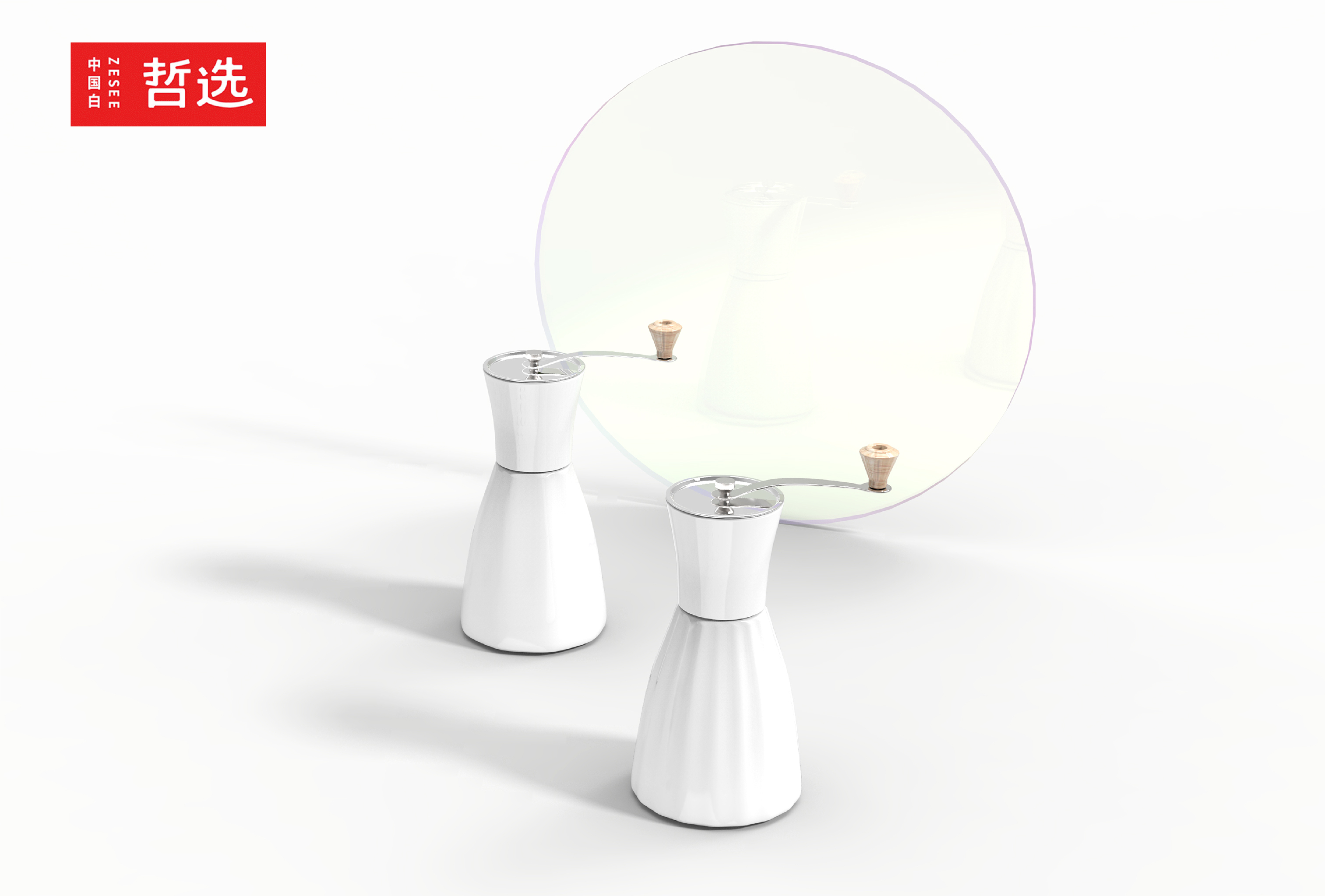 Chinese white，Zhe Xuan，ceramics，product，Design，Coffee，Coffee hand grinder，Simplicity，