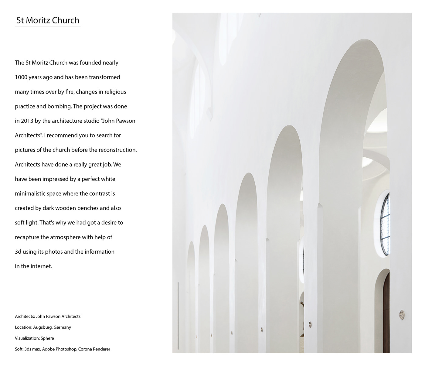 Minimalist space，church，St Moritz，cgi，