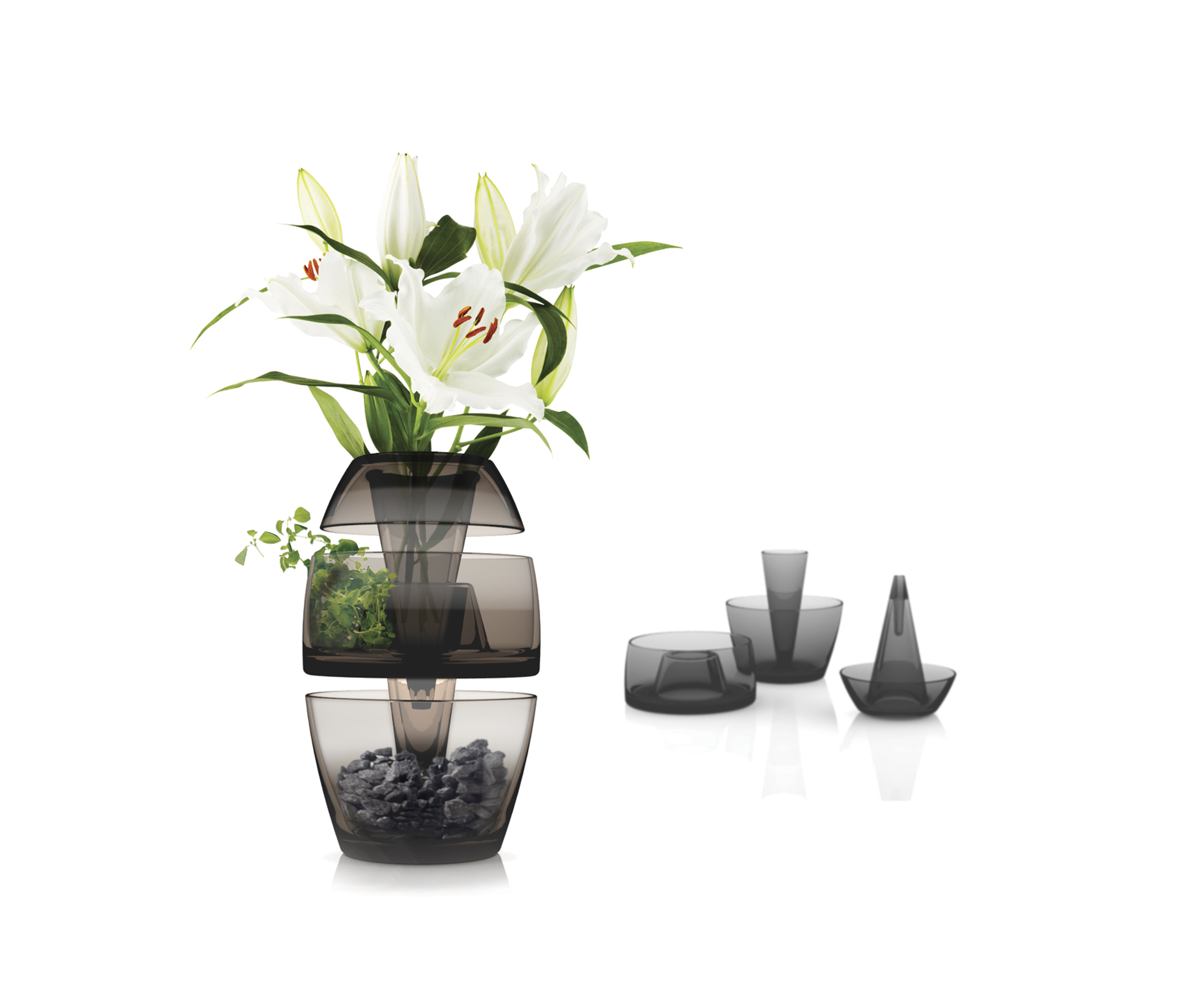 2018 red dot design concept award，Stackable Vase，Glass，vase，split，