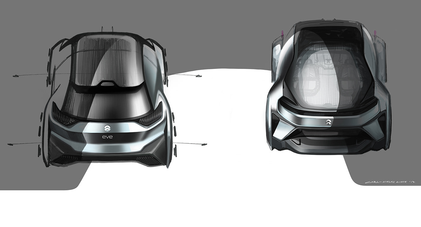 NIO EVE，concept，Automobile design，Hand drawn car，