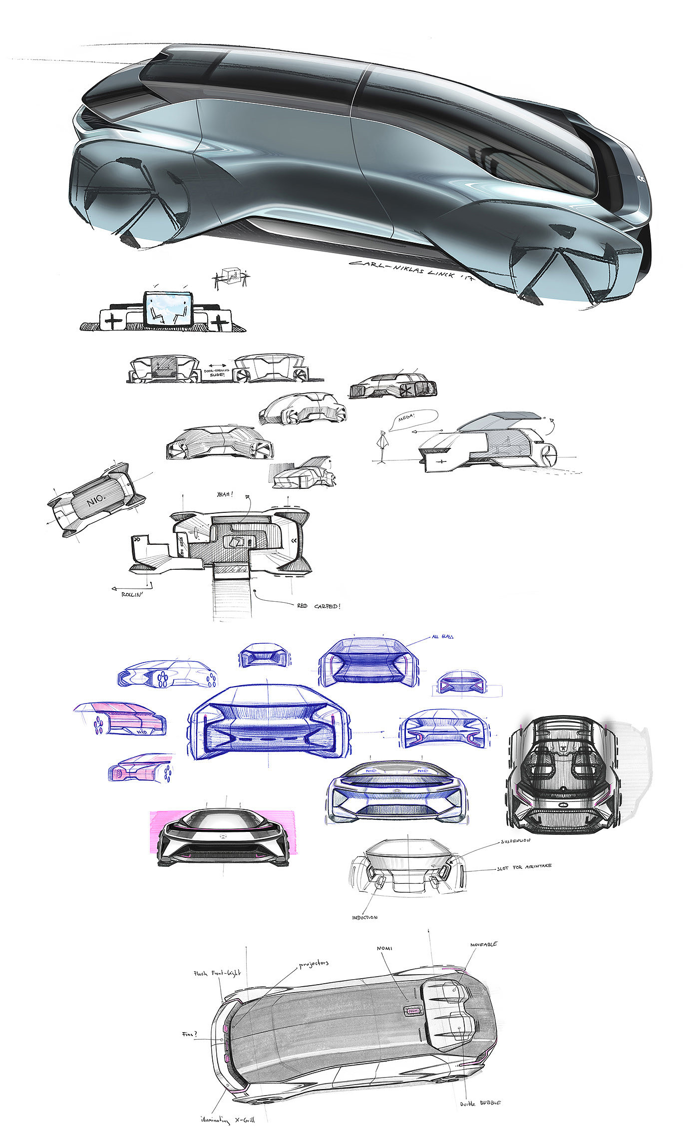 NIO EVE，concept，Automobile design，Hand drawn car，