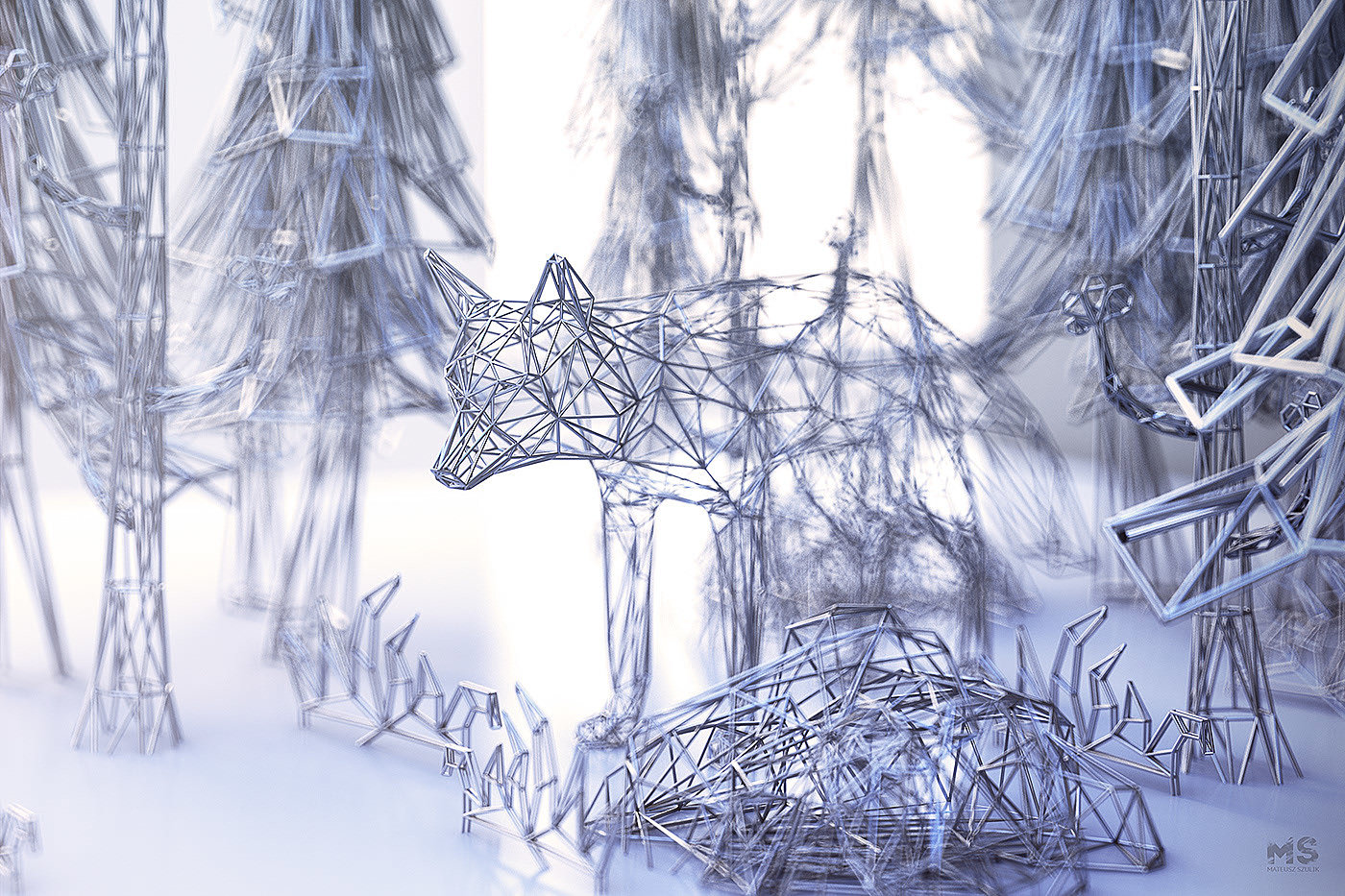 WIRES，originality，animal，Low polygon，Digital art，