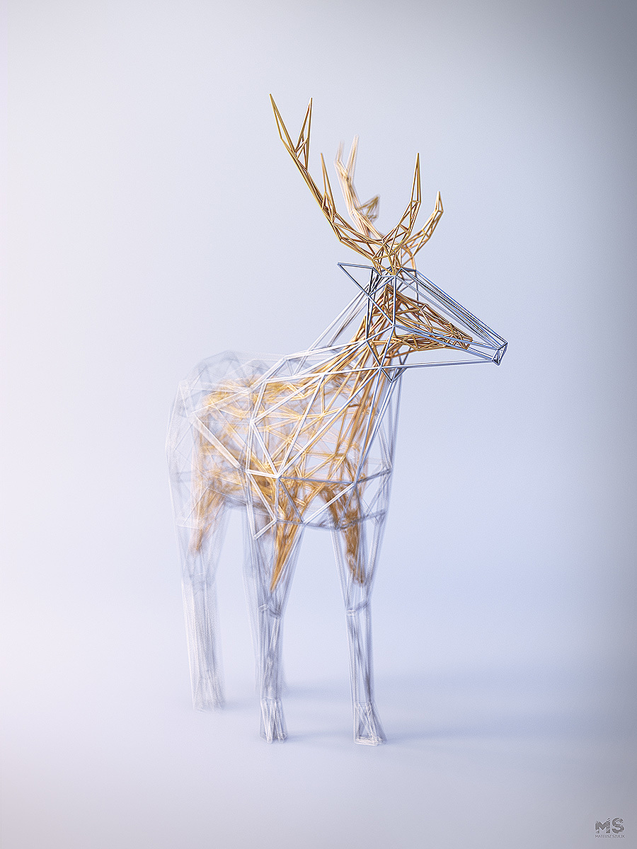 WIRES，originality，animal，Low polygon，Digital art，
