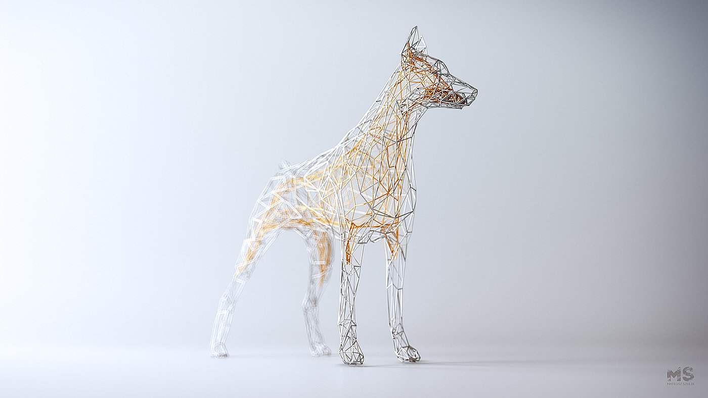 WIRES，originality，animal，Low polygon，Digital art，