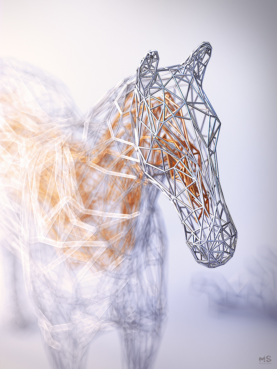 WIRES，originality，animal，Low polygon，Digital art，