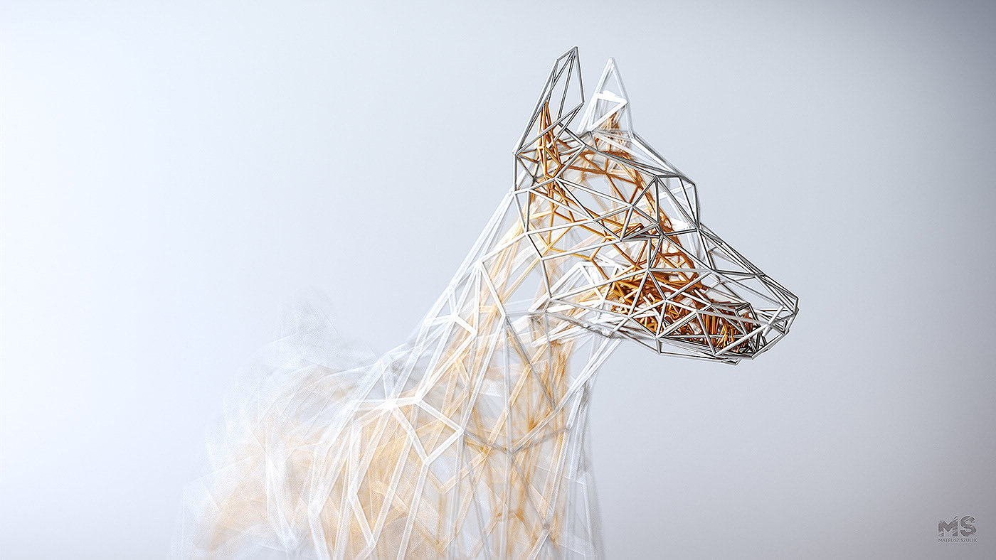 WIRES，originality，animal，Low polygon，Digital art，