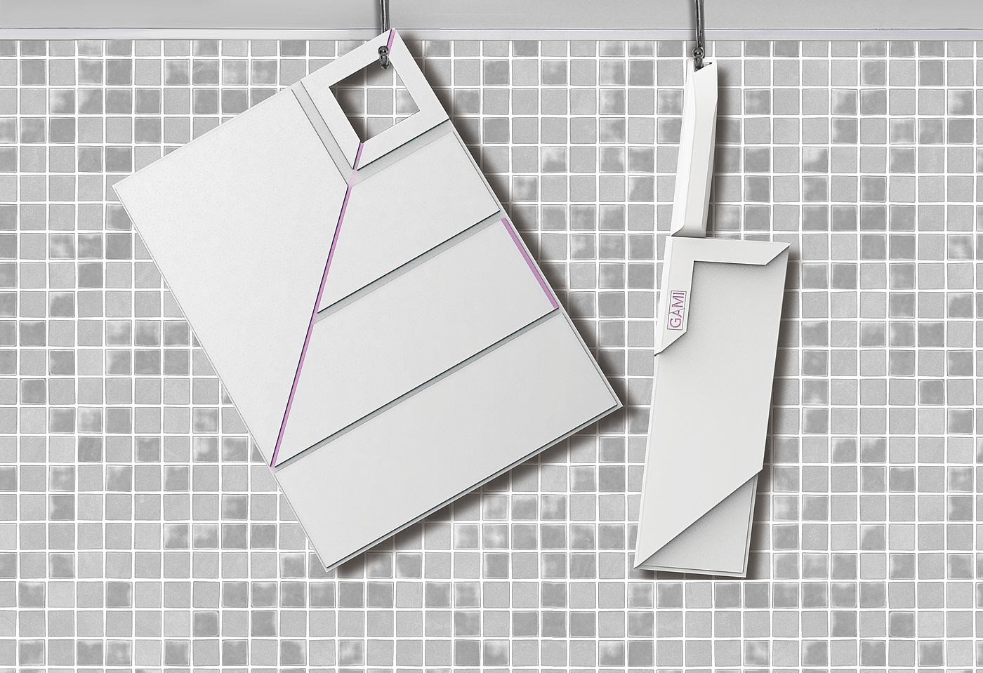 2018 red dot design concept award，Gami，a chopping board，Vegetable board，chopping block，Kitchenware，fold，Knife pocket，