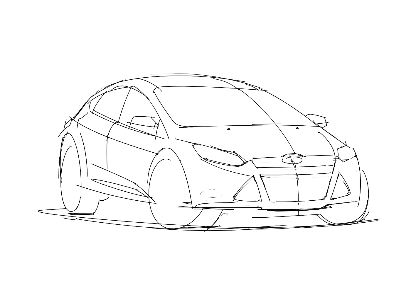 sketch，Hand drawn，sketch，Fox，Ford，car，automobile，