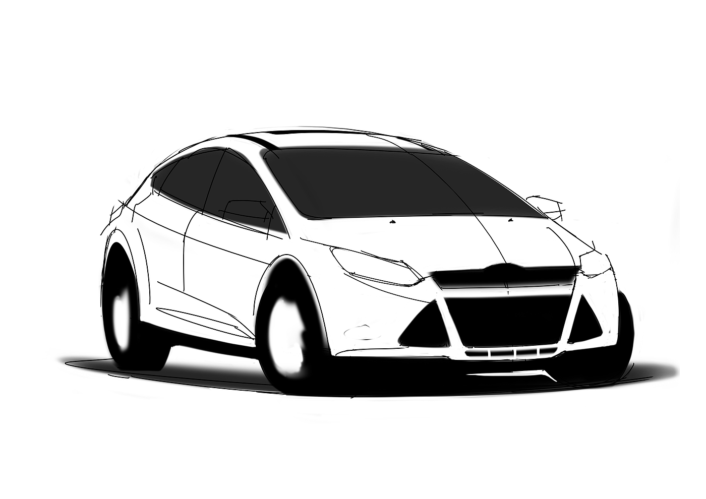 sketch，Hand drawn，sketch，Fox，Ford，car，automobile，