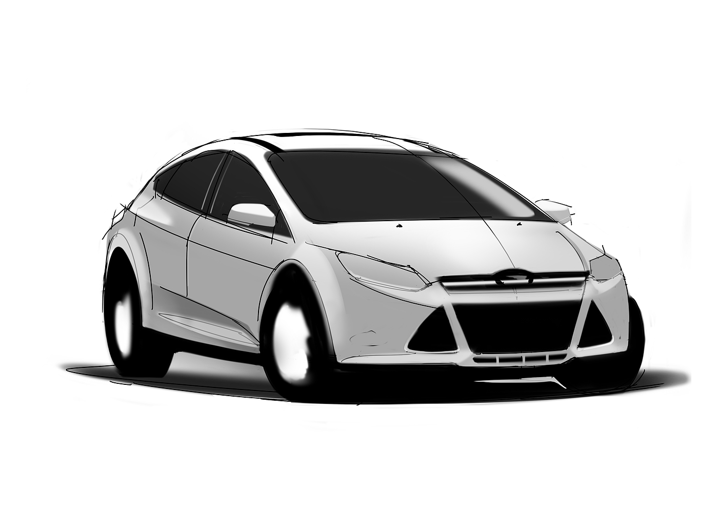 sketch，Hand drawn，sketch，Fox，Ford，car，automobile，