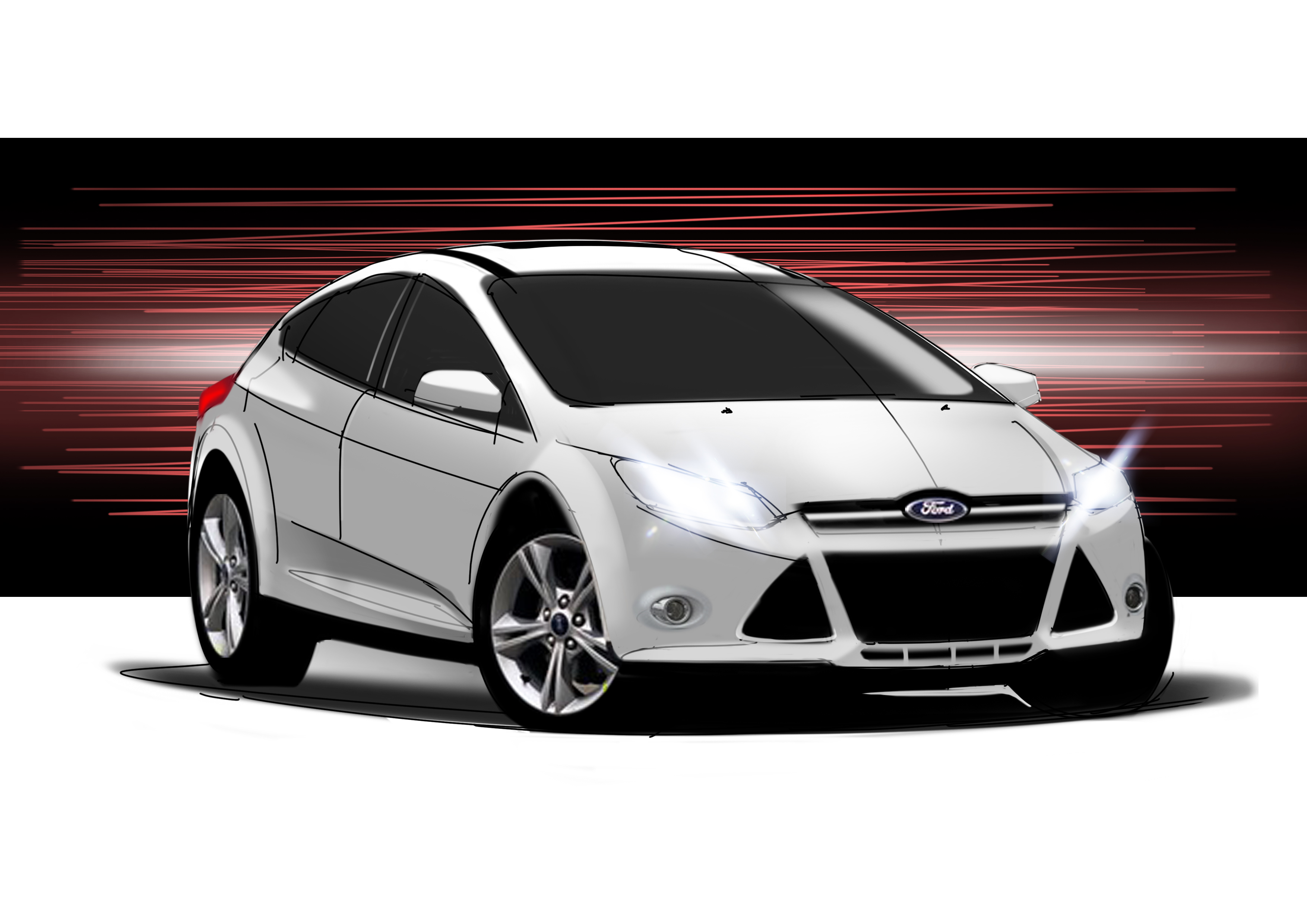 sketch，Hand drawn，sketch，Fox，Ford，car，automobile，