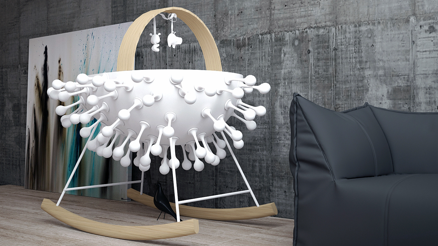 Home Furnishing，product design，industrial design，Baby bed，originality，