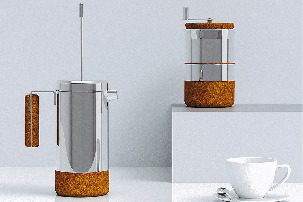 Kork Kafeware，不锈钢，软木，可持续，咖啡机，