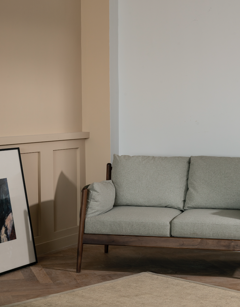 Solid wood sofa, soft bag，