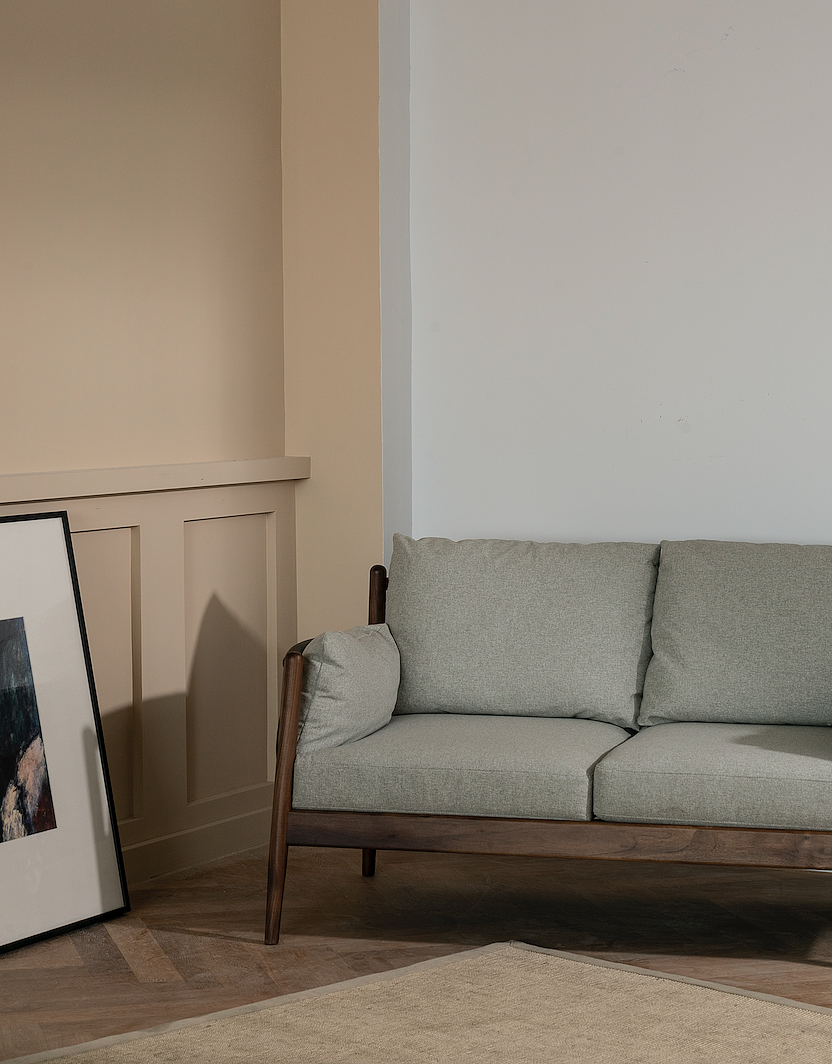 Solid wood sofa, soft bag，