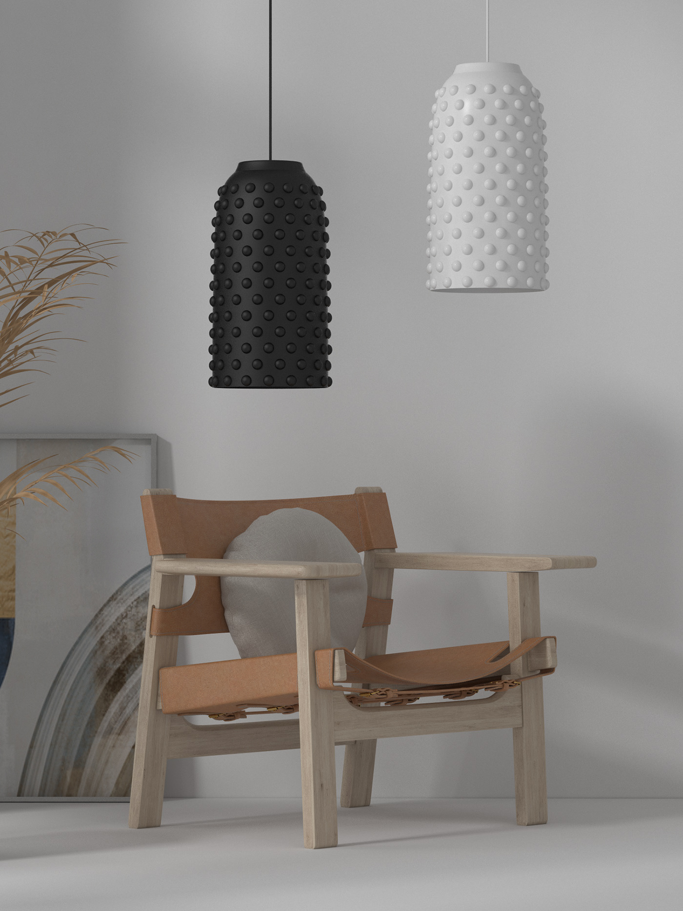 Julia Kononenko，touch，lamps and lanterns，ceramics，black，white，