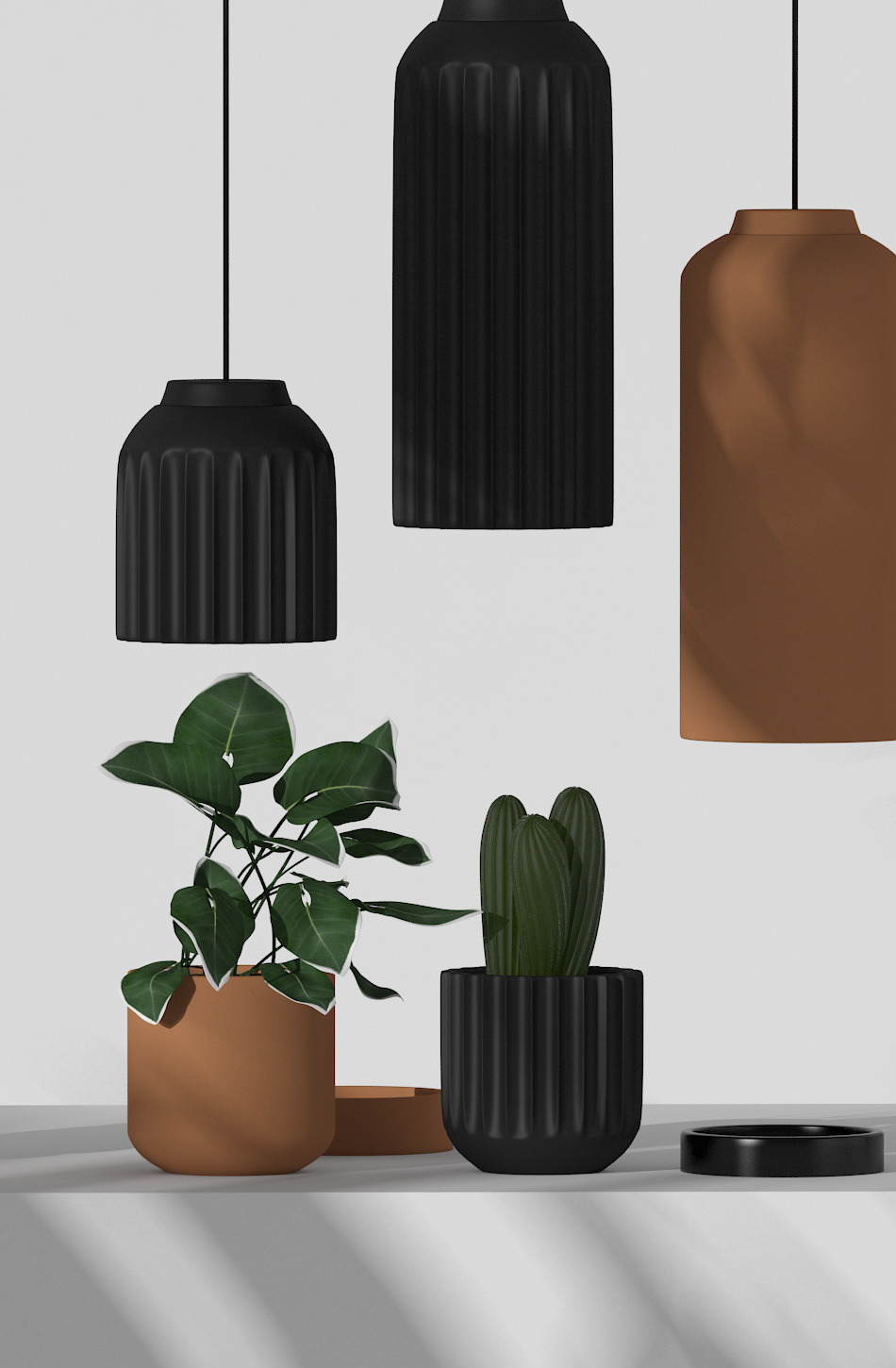 Julia Kononenko，touch，lamps and lanterns，ceramics，black，white，