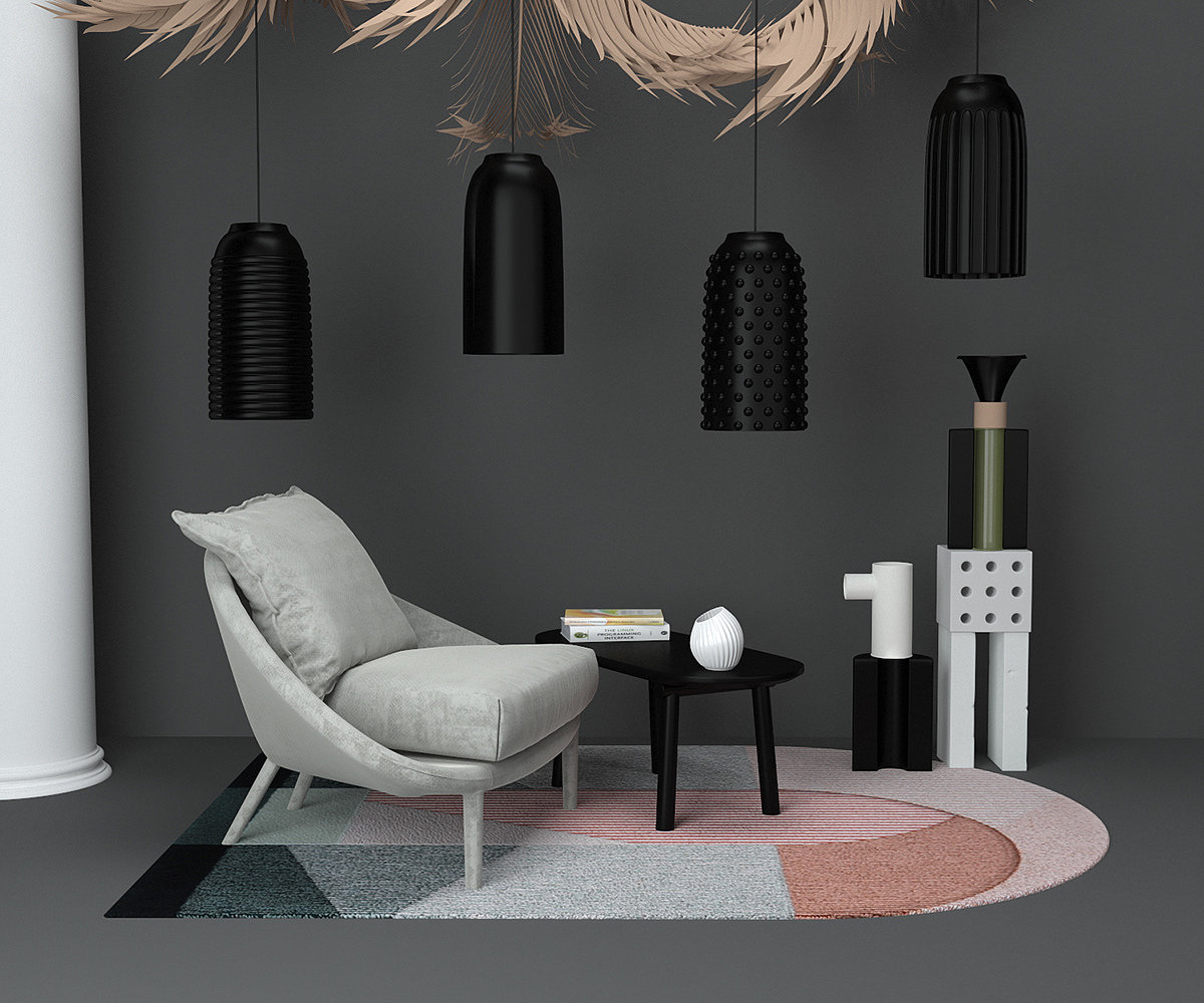 Julia Kononenko，touch，灯具，陶瓷，黑色，白色，