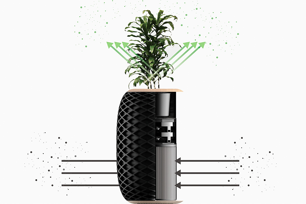 Sheng-Wen Wang，Air O，air cleaner，Potted plants，black，pineapple，intelligence，