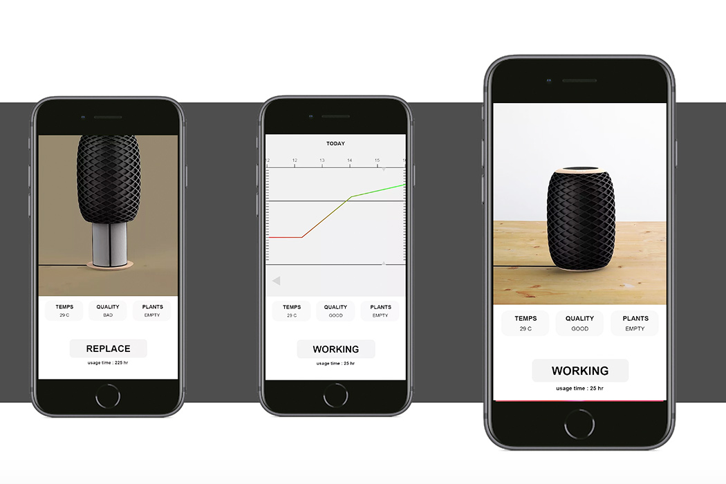 Sheng-Wen Wang，Air O，air cleaner，Potted plants，black，pineapple，intelligence，