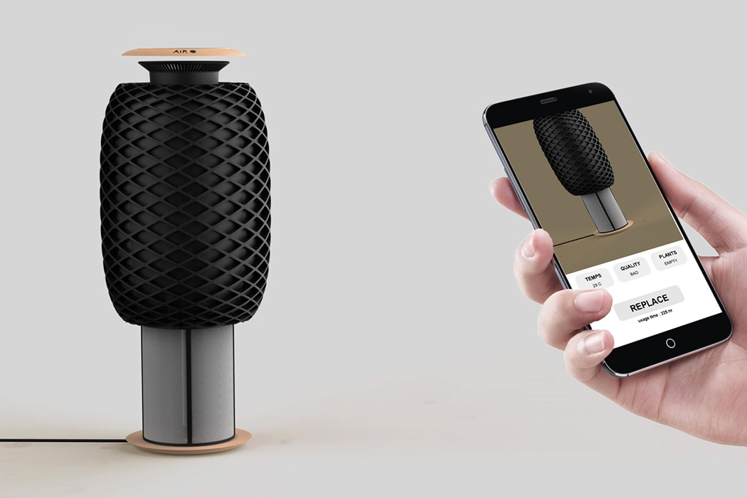 Sheng-Wen Wang，Air O，air cleaner，Potted plants，black，pineapple，intelligence，