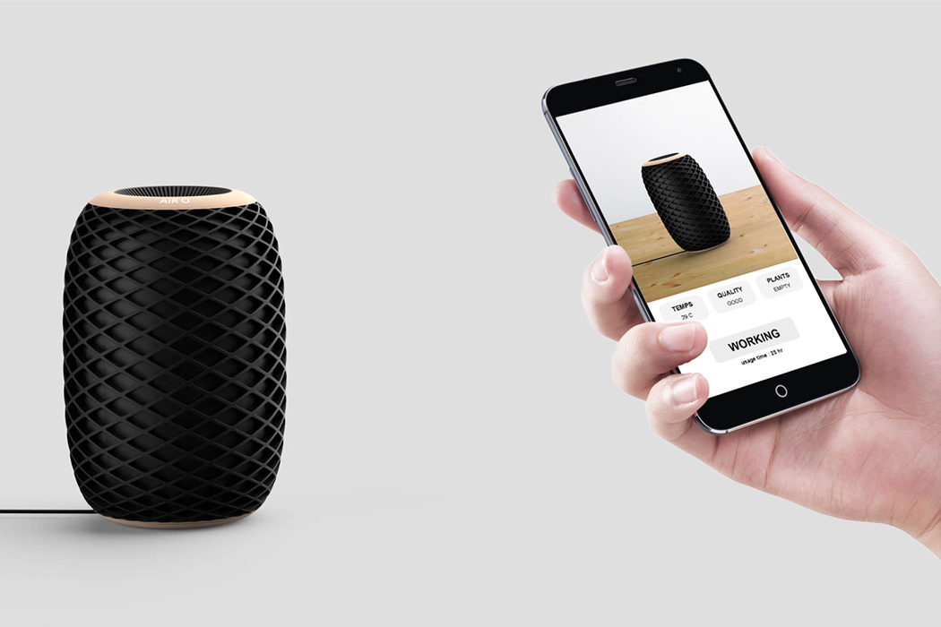 Sheng-Wen Wang，Air O，air cleaner，Potted plants，black，pineapple，intelligence，