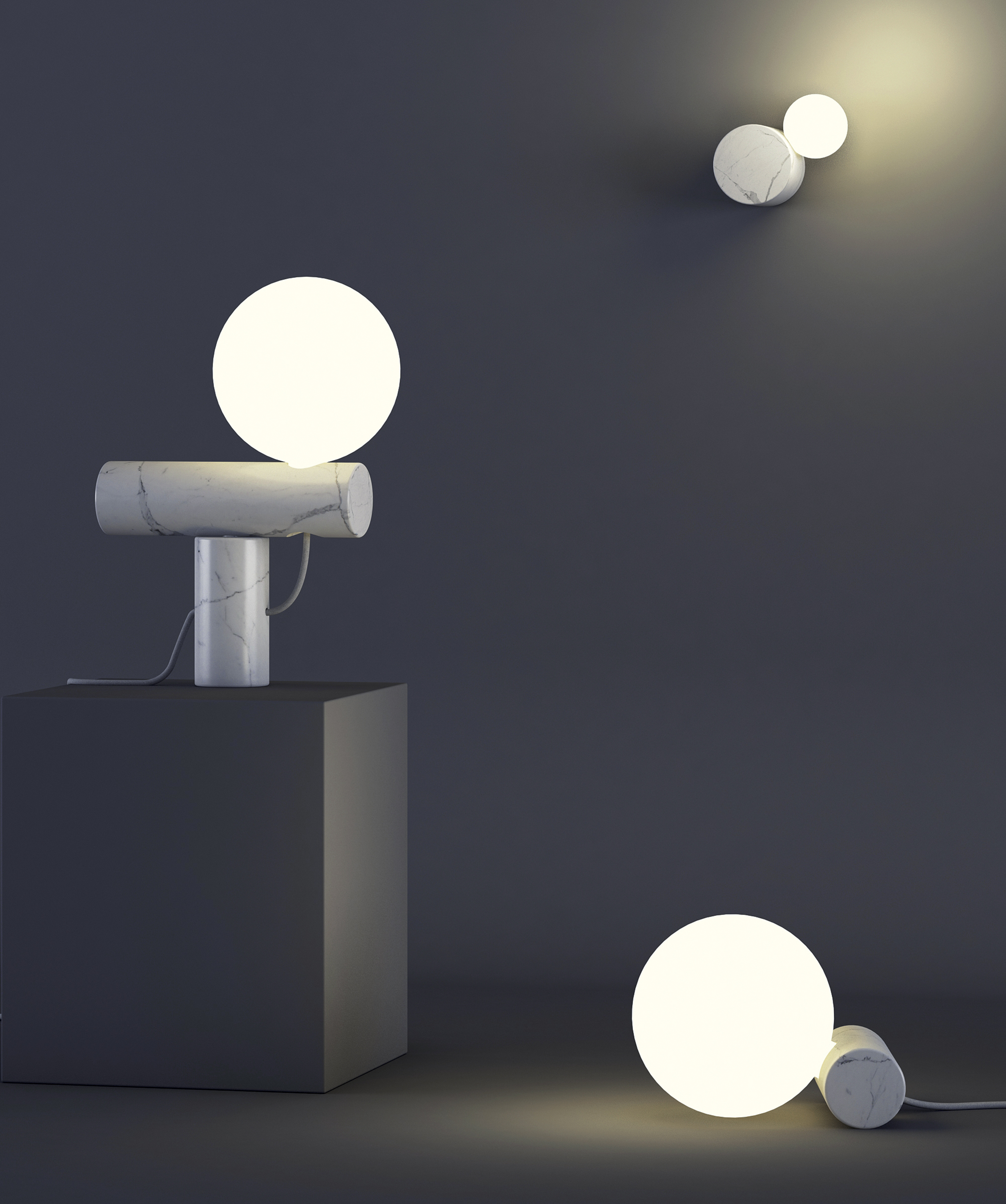2018 red dot design concept award，Bubbles Lamps，lighting，Lighting，Matte marble，Geometric sphere，