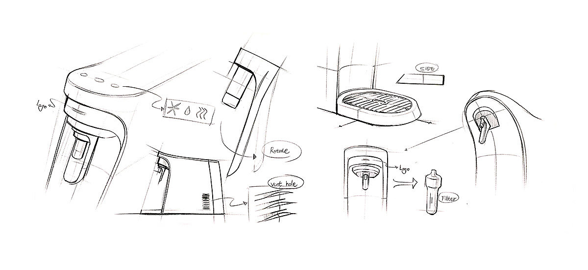 Flow water purifier，Flow_water purifier，sketch，