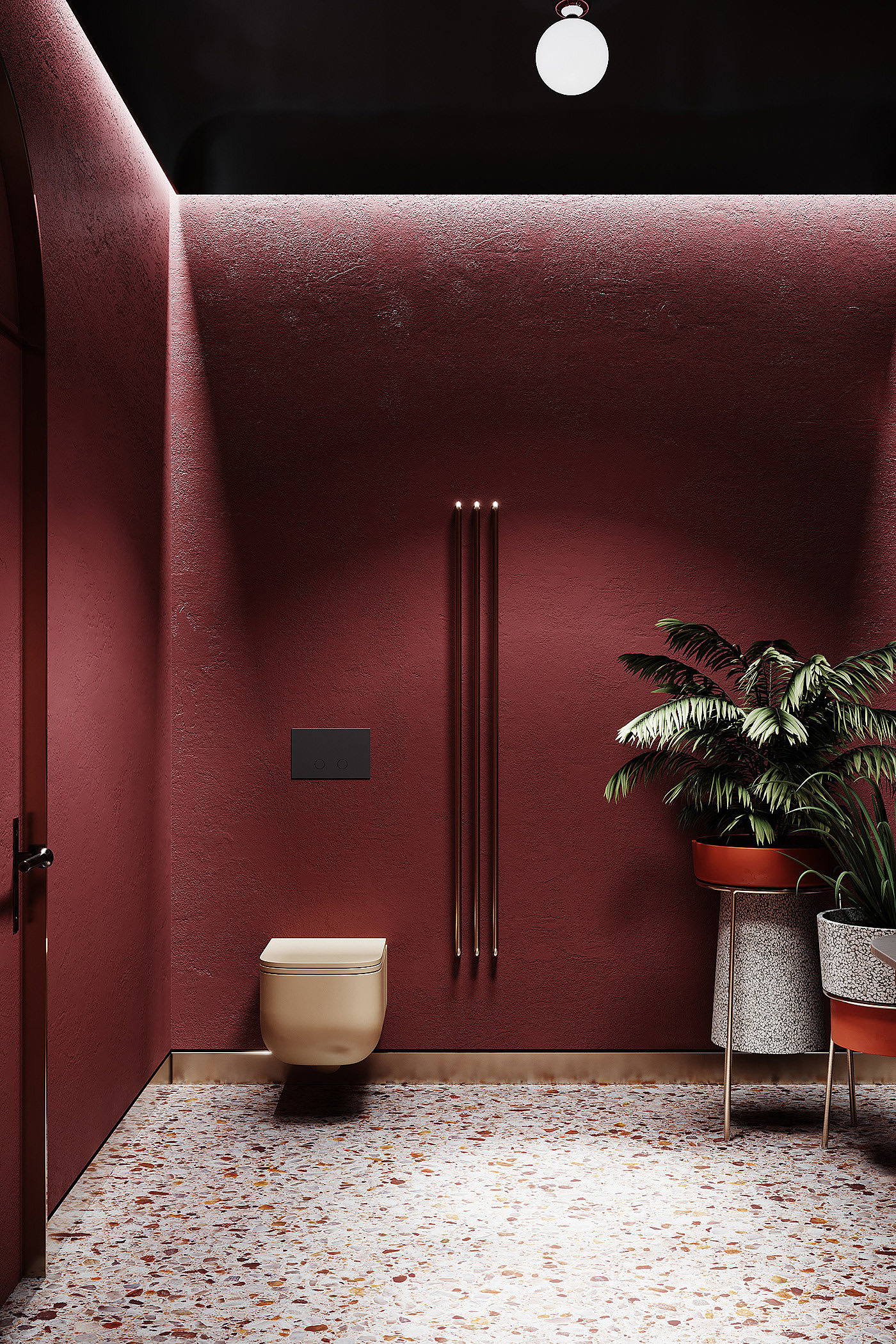 Shower Room，inside，gules，visualization，Minimalism，