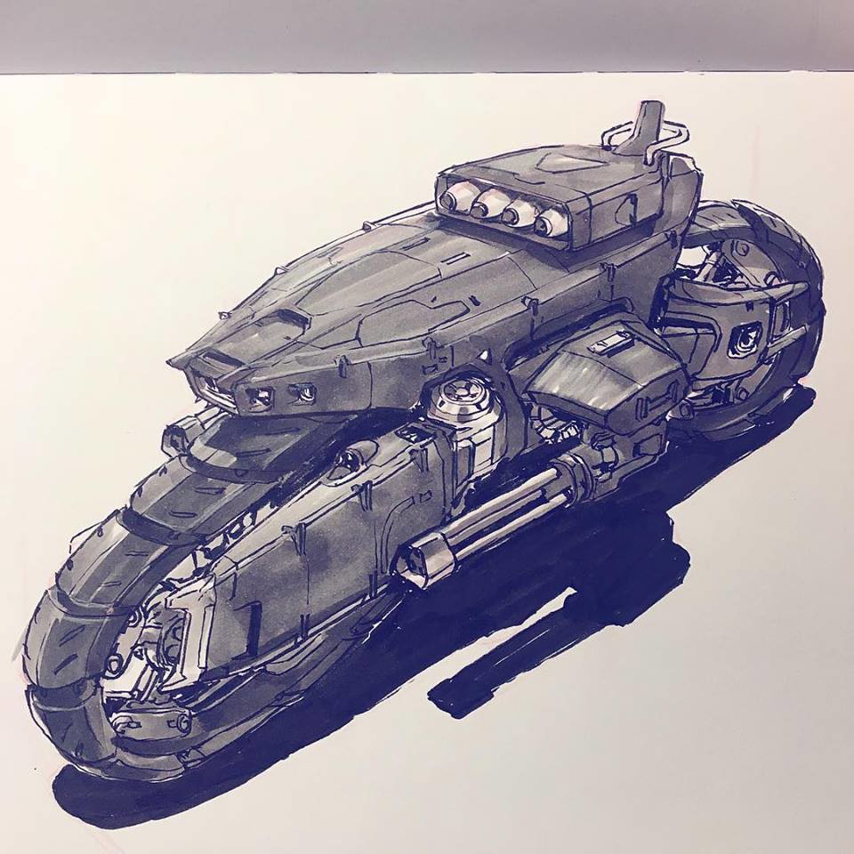 vehicle，conceptual design，sketch，Motorcycle，Tank，highway，