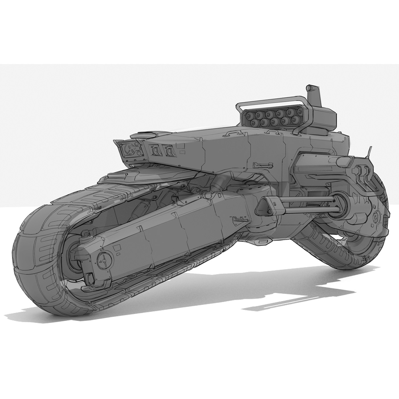 vehicle，conceptual design，sketch，Motorcycle，Tank，highway，