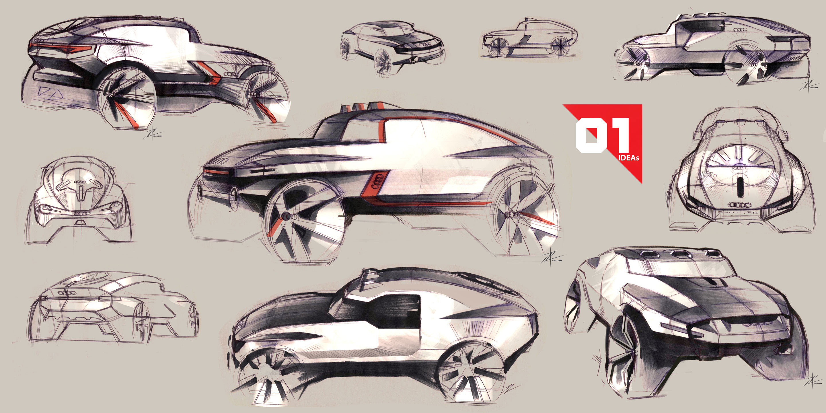 industrial design，Automatic design，engineering，Automobile design，vehicle，Hand drawn，