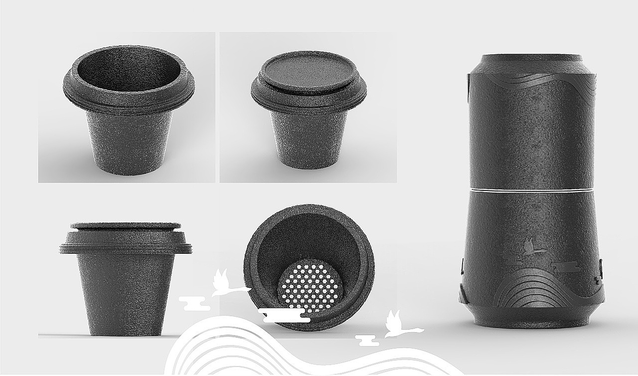 Water cup design / tea cup design / product rendering / product structure design，