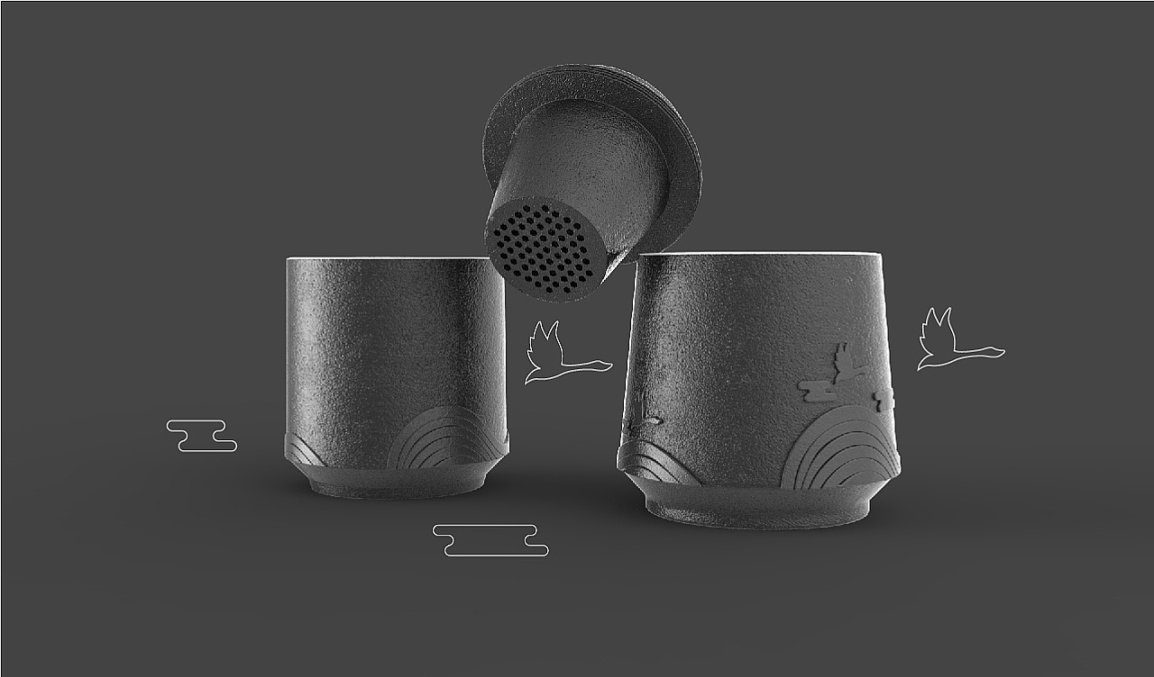 Water cup design / tea cup design / product rendering / product structure design，