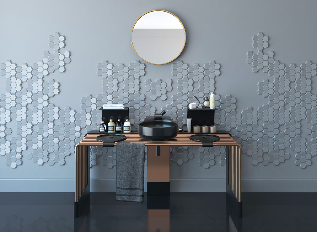 Kitchen countertop，artificial stone，Copper tube，industrial design，product design，