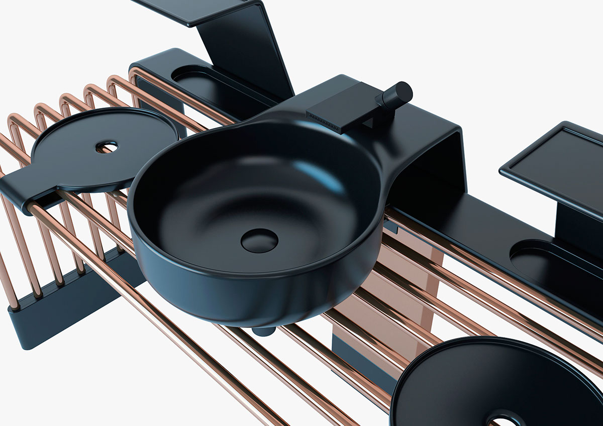 Kitchen countertop，artificial stone，Copper tube，industrial design，product design，