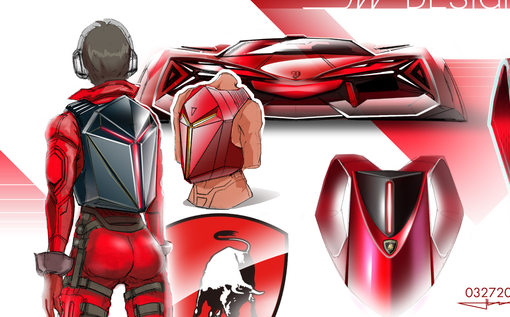 Backpack design, product hand-painted, PS，