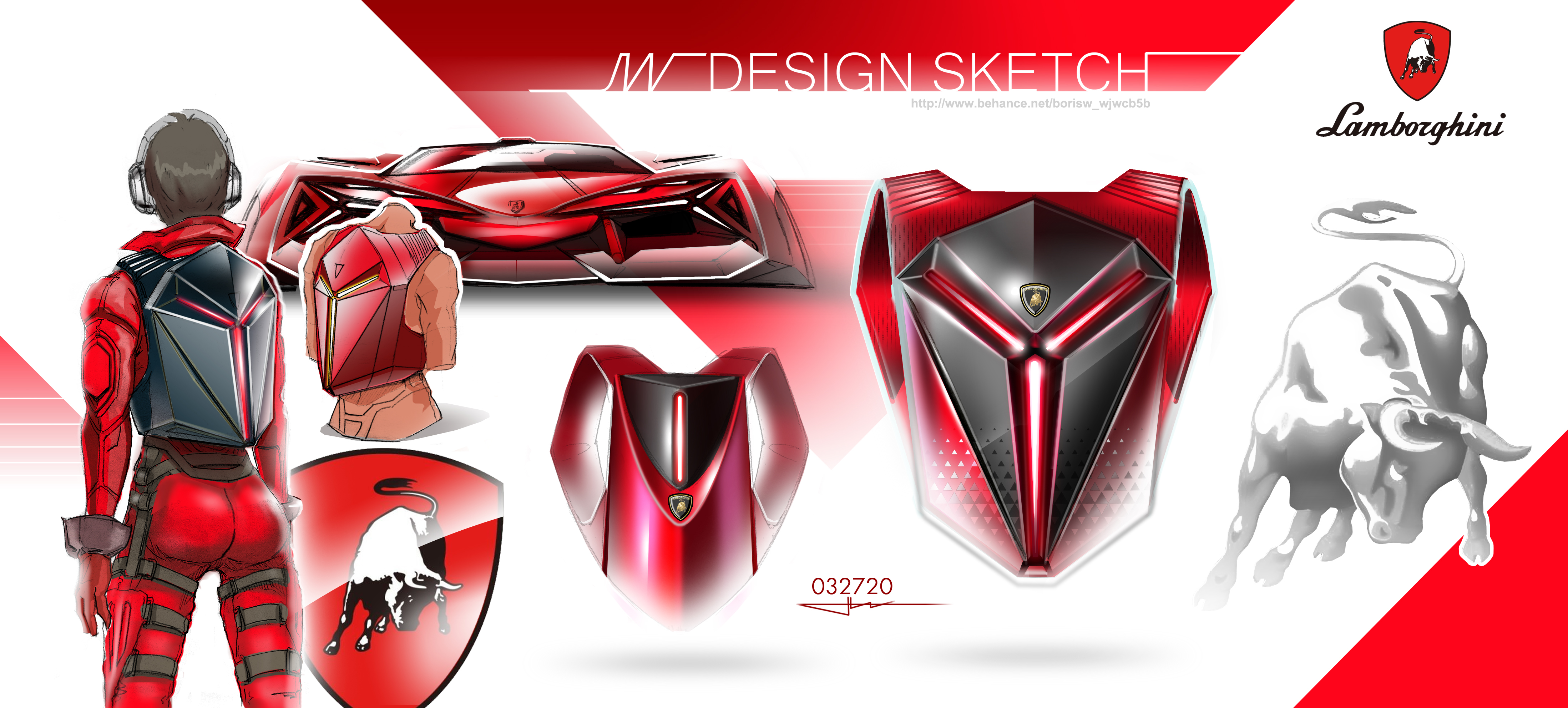 Backpack design, product hand-painted, PS，