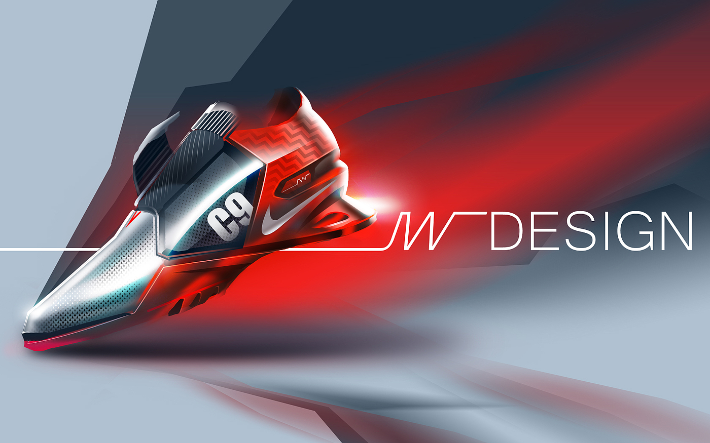 Sports shoes, product design, product hand drawing，