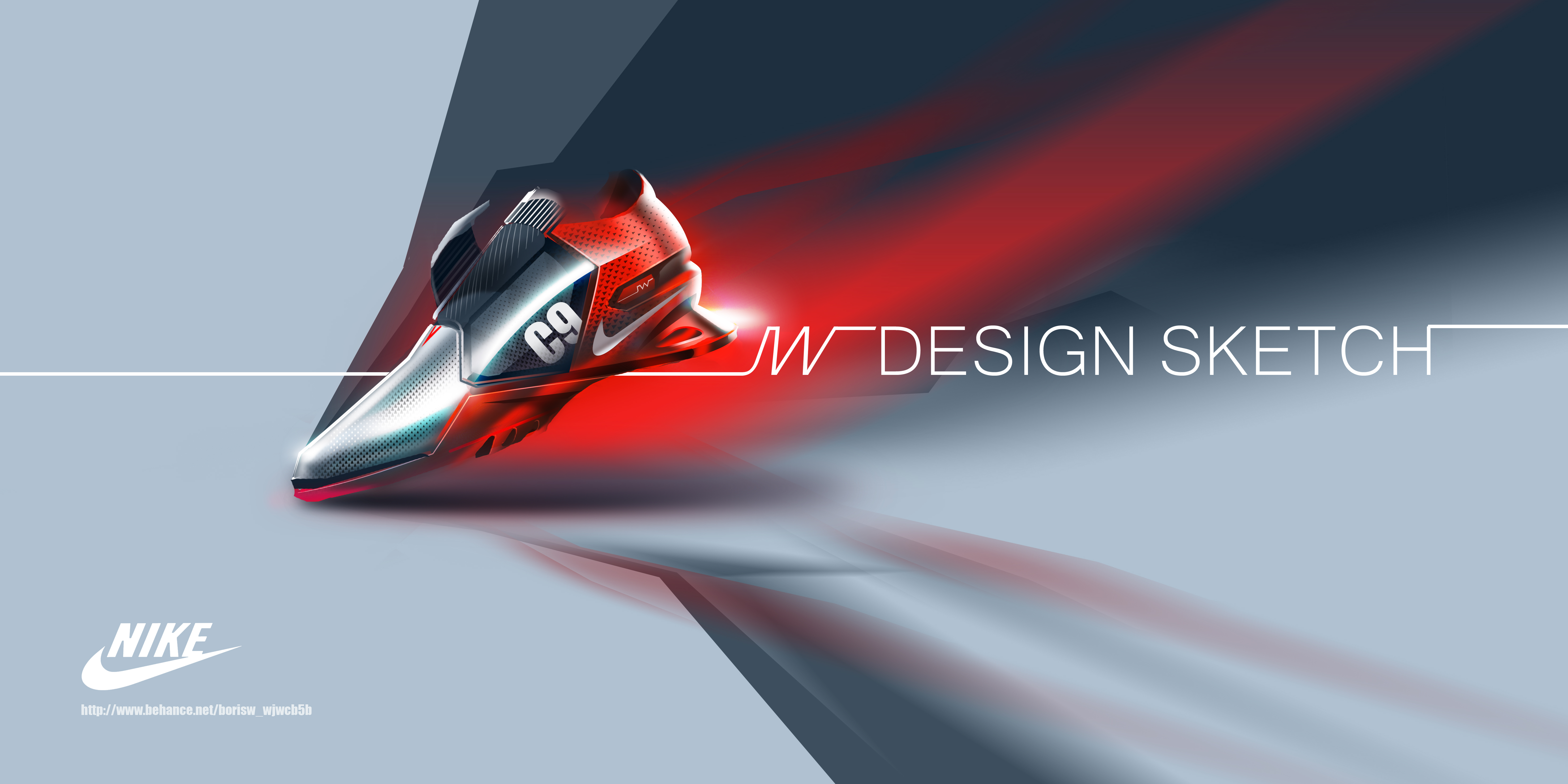 Sports shoes, product design, product hand drawing，