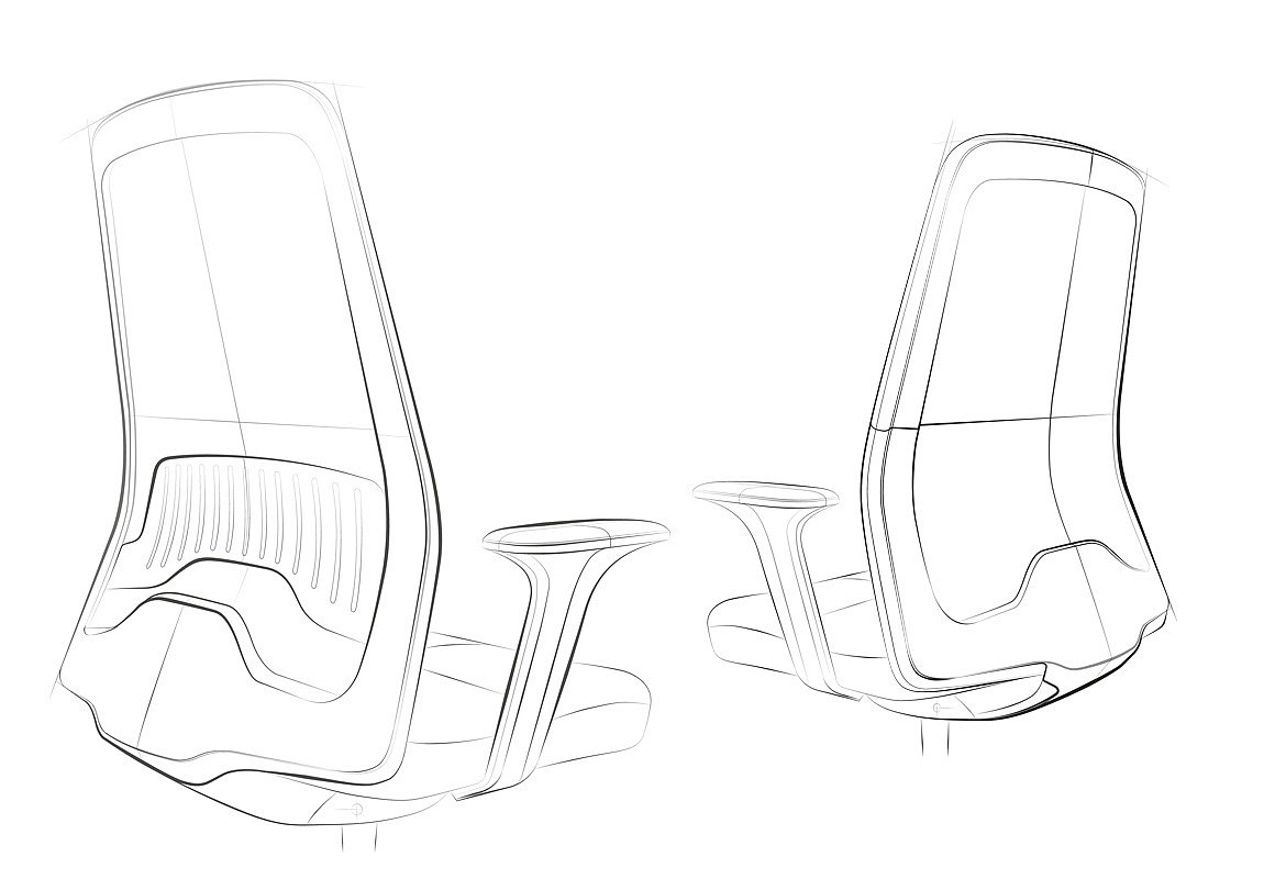 Office chair，comfortable，backrest，Hand drawn，